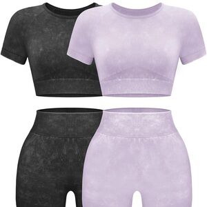OLCHEE Seamless Acid Wash Workout Set size S-XL